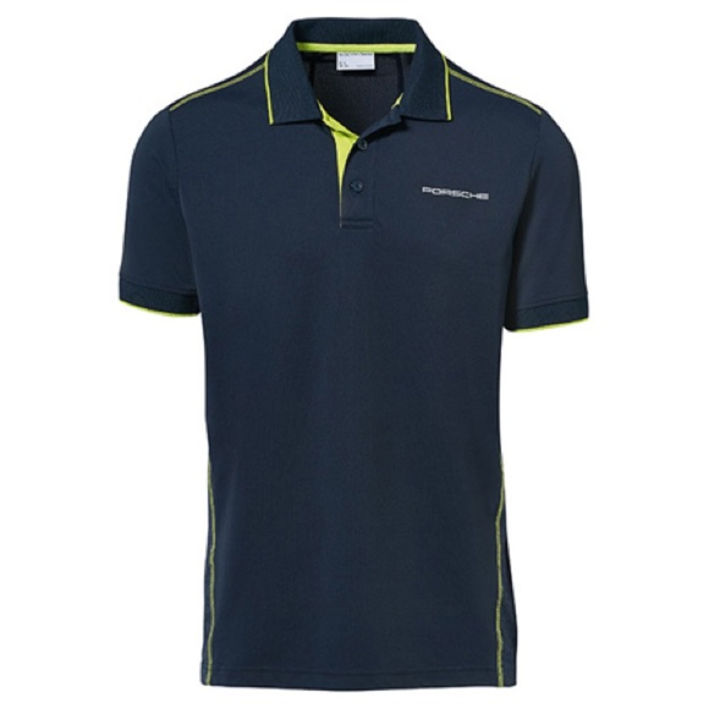 Porsche Men’s Sport Polo Navy and Lime Men's Polo Shirt